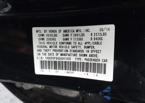 2014 Honda Accord Ex-L V-6 from USA, damaged, VIN 1HGCR3F80EA041426